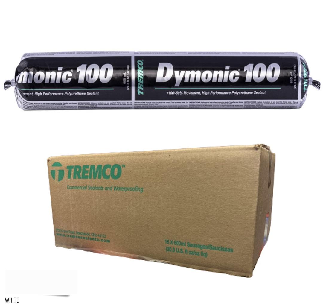 Tremco White Dymonic 100 High-Performance, High-Movement Single-Component, Polyurethane Sealant 20.3 fl/oz Sausages (965806C-385), Case of 15