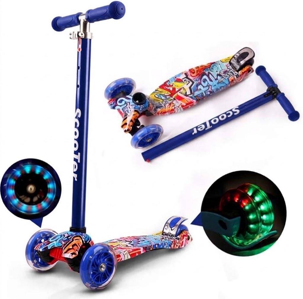 COOLBABY Kids Scooter 3 Wheel 4 Mini Adjustable Kick with LED Light Up Wheels