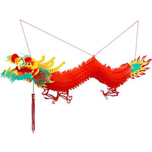 3D Chinese Paper Dragon Garland, Hanging Decoration for New Year Party Mid-Autumn Festival Spring Festival Ornaments (39 inch)