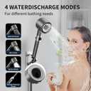 High Pressure Shower Head, Hard Water Filtered Shower Head and Hose Set with 4 Filters, 59 Hose & Bracket, 4 Spray Modes & Pause Switch, Massage Showerhead for Remove Chlorine (Gray)