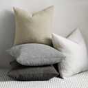 Throw Pillow Covers 18 x 18 Inch Set of 2, Beige Decorative Accent Solid Boucle Textured Pillow Cover, Cozy Neutral Cushion Pillow Cases for Living Room, Sofa, Chair, Bedroom, Home Decor