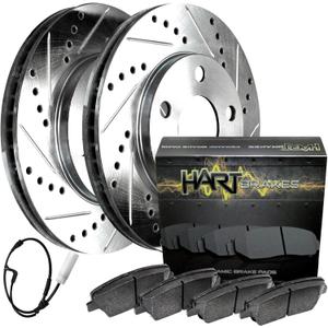 Hart Brakes Rear Brakes and Rotors Kit |Rear Brake Pads| Brake Rotors and Pads| Ceramic Brake Pads and Rotors |2006-2010 BMW 323i, 2006-2010 BMW 325i, 2007-2013 BMW 328i