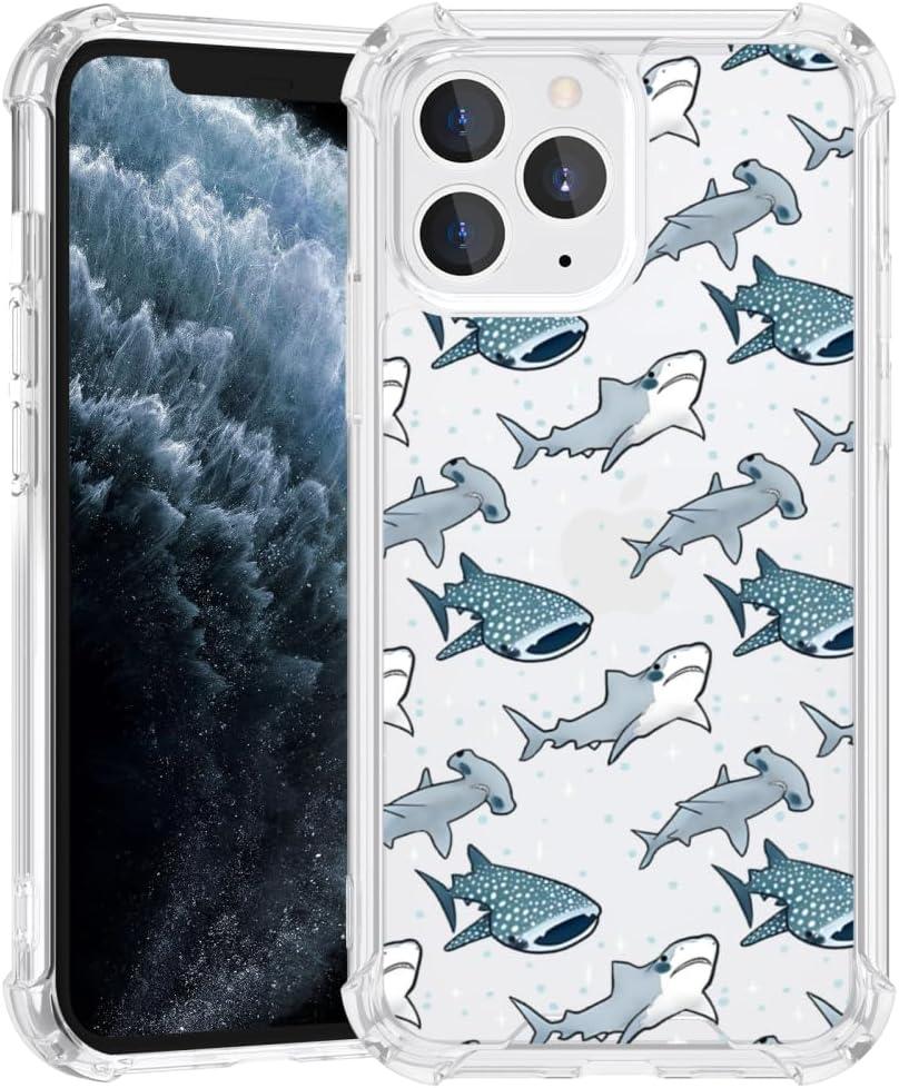 FANXI Shark Phone Case Compatible with iPhone 11 Pro (5.8 Inch) - Shockproof Clear Soft TPU Protective Cover with Shark Design for Men, Women, and Girls