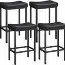 HOOBRO Bar Stools,Set of 4 Bar Chairs, Counter Height Stools, Saddle Barstools, Set of 4 Kitchen Stools, 24.8 Inches Barstools, 2.4" Thick Upholstery, for Kitchen, Dining Room, Black BB10BYP401, 16.5"L x 11.8"W x 24.8"H