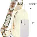 KKXIU Fashion Small Sling Bag for Women Leather Fanny Packs Chest Crossbody Cell Phone Bag Shoulder Travel Purse Gifts for Teenager (B-White)