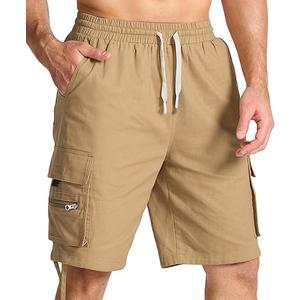 Mens Cotton Cargo Hiking Shorts with Multi Pockets Summer Outdoor Work Casual Shorts S