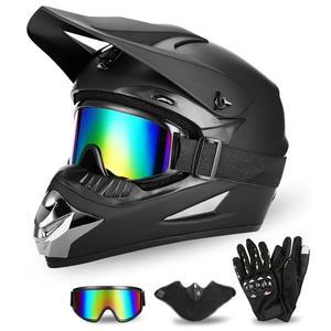 Full Face Dirt Bike Helmet DOT Certified - Complete Adult ATV Helmet Kit with Goggles, Gloves & Mask, Adjustable Visor, Quick Release