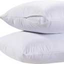 White Classic Luxury Hotel Collection Zippered Style Pillow Cover, 200 Thread Count, Soft Quiet Zippered Pillow Protectors, Standard Size, Set of 2 Pillow Shams