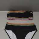 Pink Queen Tube Top Bikini Sets for Women Removable Strap Pad Color Block Two Piece Swimming Suit Swimwear, Size L