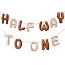 Felt Half Way To One Banner Stuffed Letters for Baby Nursery Decor 1/2 Birthday Party Supplies Rustic Half Birthday Decorations 6 Month Photoshoot Props