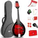 Vangoa Mandolin Musical Instrument A Style Acoustic Electric, 8 Strings Mahogany for Beginner Adults Teens, Red Burst
