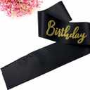Birthday Squad Sash, 6 Pieces Black with Gold Glitter Letter Birthday Gift Sashes Set for Women Funny Party Favors Decorations for 16th 18th 21st 25th 30th 40th 50th or Other Bday