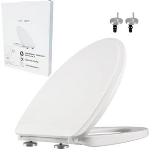 MUU Toilet seat, Slow Close, White heavy duty Toilet Seat with Non-slip Seat Bumpers Easy to Install & Clean PP Material Replacement Toilet Seat Fits All Toilet Brands Elongated Toilets(MU357-PP) MUU Toilet seat, Slow Close, White heavy duty Toilet Seat with Non-slip Seat Bumpers Easy to Install & Clean PP Material Replacement Toilet Seat Fits All Toilet Brands Elongated Toilets(MU357-PP)