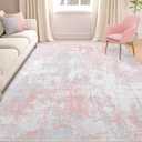 RELEANY Washable Area Rugs 5'x7' Non-Slip Modern Abstract Soft for Living Room Entryway Bedroom Nursery, Print Pattern, Grey Pink
