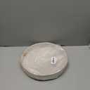 HITOMEN 11.8" Hand-Woven Round Rattan Serving Tray Decorative Wicker Trays with Handles for Coffee Table (Whitewash-M)
