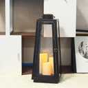 1Pack Decorative Big Lantern 25.2" H with Dancing Flame LED Timer Candle,ON/Off/Timer LED Candle with 6hours,Hanging Lantern for Outdoor Garden/Indoor Use.