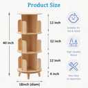 Gdrasuya10 3 Tier Rotating Bookshelf with Legs, Revolving Bookcase Floor Standing Book Shelf 360 Display Bookcase Round Bookshelf Corner Book Shelf Easy Assemble for Bedroom