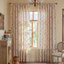 OYX Pink Boho Floral Curtains 63 Inch Long 2 panels, French Vintage Farmhouse Patterned Decor Window Drapes With Tassels, Girls Semi-Sheer Light Filtering For Bedroom Living Room (Rod Pocket, 52Wx63L)