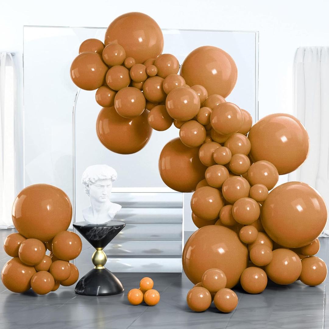 PartyWoo Light Brown Balloons 100 pcs Different Sizes of 18 12 10 5 Inch Caramel Brown Tan Boho Neutral Latex Balloon Arch Kit Garland for Birthday Wedding Baby Shower Party Decorations Brown-F10