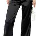 Heipeiwa Women's Wide Leg Wedding Party Satin Casual Dress Nightout Pants Long Trouser, XL Size