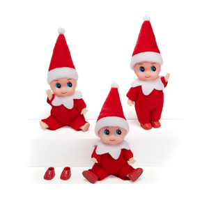 Cunno 12 Pcs Christmas Miniature Baby Dolls Plush with Clothes Xmas Dolls Toy Accessories for Little Girls and Boys Christmas Advent Calendar Easter Decorations(Red)