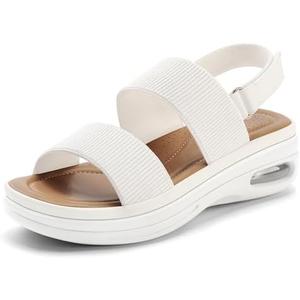 mysoft Women's Walking Sandals Comfortable Air Cushion Platform Elastic Ankle Strap Open Toe Ourdoor Summer Shoes Size 6