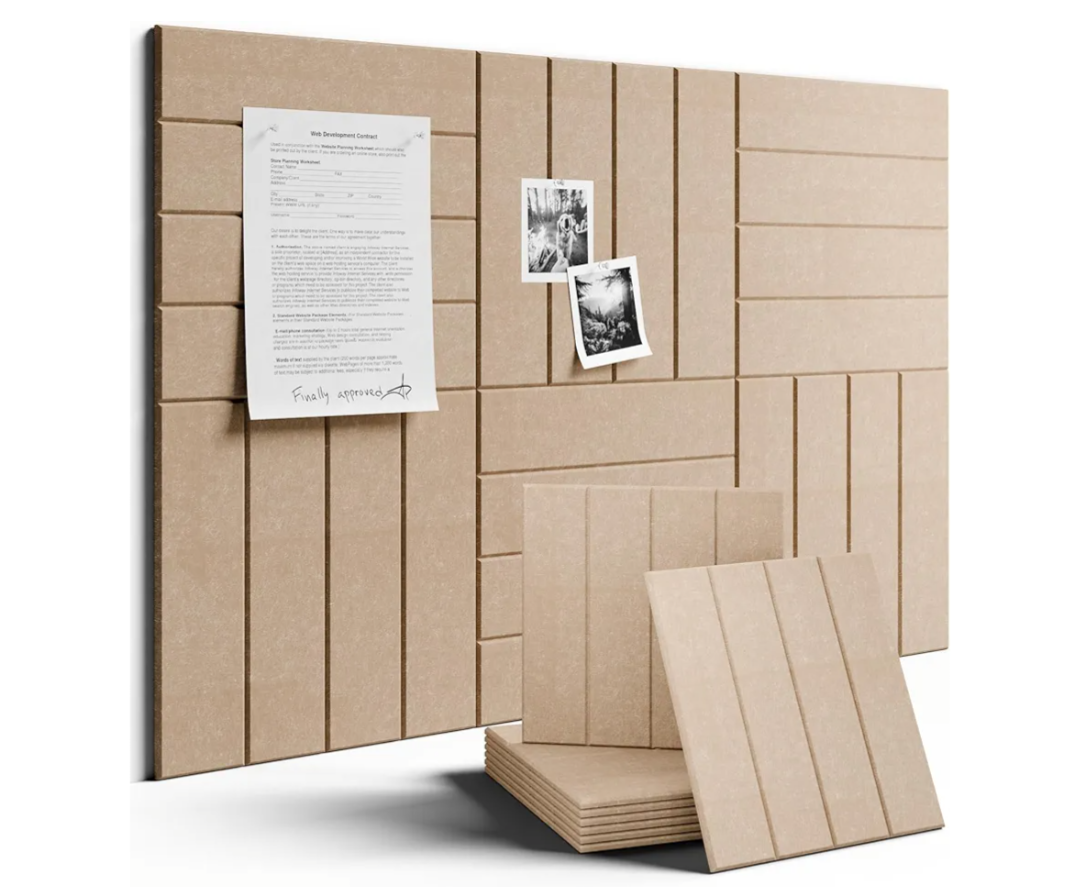 Large Felt Bulletin Board 36"x24" Cork Board Alternative - 6 Pack with 40 Safe Removable Adhesive Tabs, Cork Boards for Walls Felt Board for Home Office Classroom Pin Board-Taupe