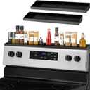 30" Magnetic Stove Top Shelf Spice Rack,2 Pack 15" kitchen Seasoning Organizers Storage Gadgets Spice Rack Over The Stove Shelf Metal (Black-2 Pack 15")