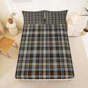 Feelyou Vintage Buffalo Plaid Bed Sheets Set Full Size Checkered Retro Bed Set Preppy Gingham Deep Pocket Fitted Sheet Grid Geometric Breathable Soft Lightweight Microfiber