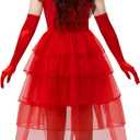 Spooktacular Creations Halloween Red Bride Costume Women, Red Gothic Wedding Dress Women for Halloween Party (Red, S)