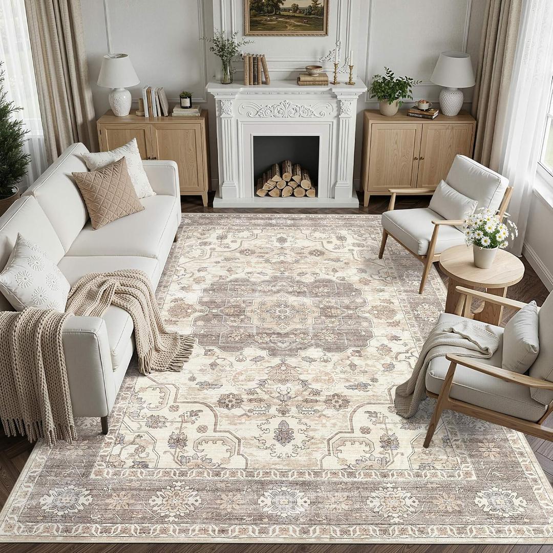 9x12 Area Rug for Living Room, Washable Non-Slip Soft Indoor Carpet