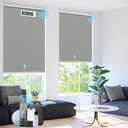 Motorized Blinds with Remote ControlSolar Panel Included 100% Blackout Smart Roller Blinds Automatic Blinds for Windows Cordless Electric Shades Compatible with Alexa Tin Grey,35" W*72" H (35"W x 72"H, B-grey)