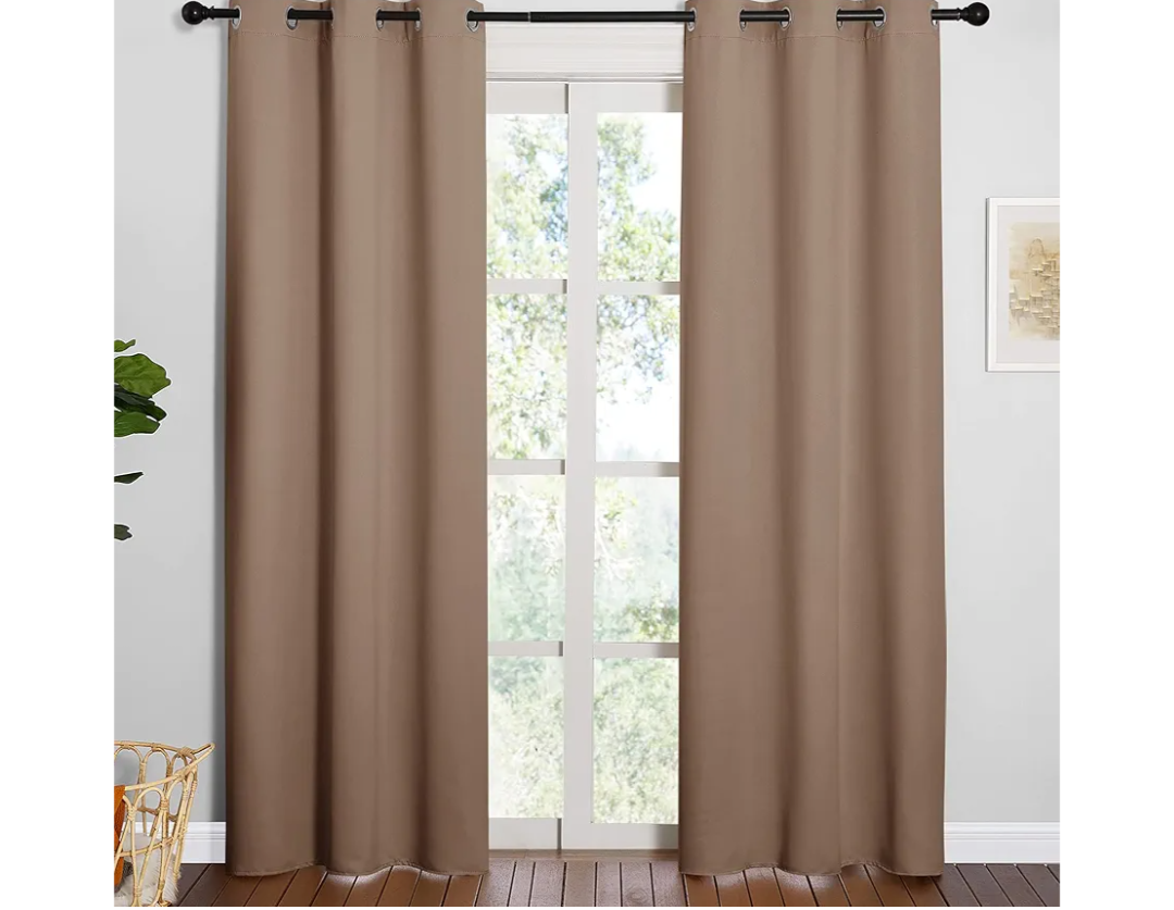 NICETOWN Window Treatment Thermal Insulated Solid Grommet Blackout Curtains/Drapes for Bedroom (1 Pair, 42 by 84 Inch, Cappuccino)