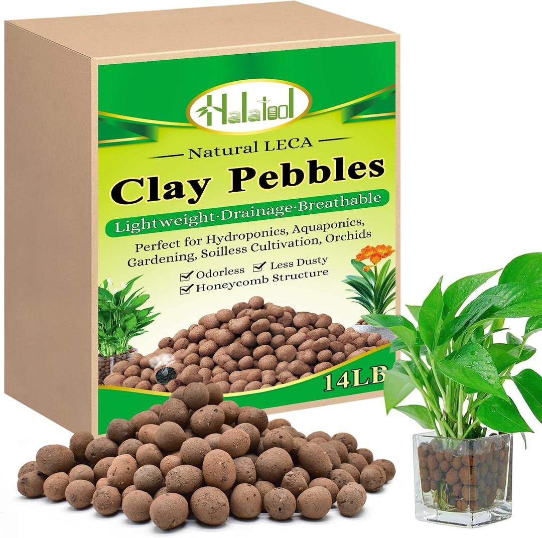 14LB Leca Balls for Indoor Plants, 4-16mm Hydro Balls for Drainage