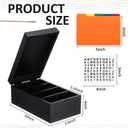 Henoyso 5 x 8 Inch Index Card Holder Set, Bamboo Organizer Box with 50 Dividers & 2 Sheets Alphabet Number Stickers File Note Holders, Holds 1200 Cards for Office Business Home Kitchen, Black