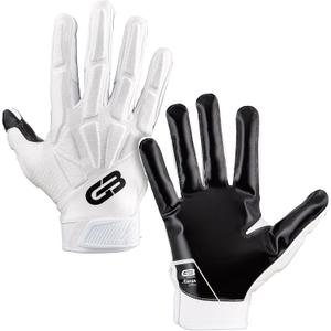 Grip Boost Raptor Adult Padded Hybrid Football Gloves (White, Adult Small)