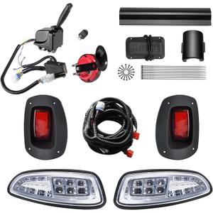 LED Deluxe Golf Cart Headlight Tail Light Fit for EZGO RXV 2008-2015 Gas & Electric, 12V Street Legal Golf Cart Lights Kit with Turn Signals Kits, Brake Lights, Horn