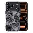 XIZYO for iPhone 17 Pro Max Case, Floral Rose Cute Phone Case for Women Girls Aesthetic Pattern Print Slim TPU Bumper Shockproof Protective Cover for iPhone 17 Pro Max 6.9 Inch, Black