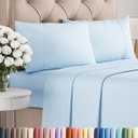 Twin 4 Piece Sheet Set - Comfy, Breathable & Cooling - Hotel Luxury Bedding for Women, Men, Kids, Teens & Children - 1 Flat & 1 Fitted Sheet & 2 Pillowcases w/ Deep Pockets - Wrinkle Free - Baby Blue