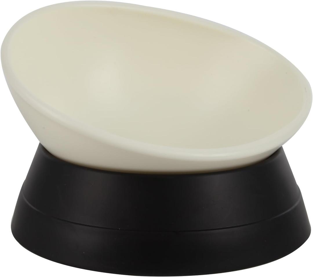 Bulldog Bowl Anti-Slip Dog Cat Dish Detachable Rubber Dog Bowl Pet Sterile Tilted Pet Feeder Slope Base (Black, 2 Cup (Small/Medium Dog)