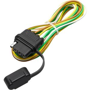 MECMO 4 Pin Vehicle Side Trailer Wiring Harness 49 Inch, 16AWG 4 Prong Trailer Light Plug Socket with Dust Cover, Truck 4 Way Flat Trailer Connector Female 4 Wire Replacement Trailer Hitch Wiring 4ft