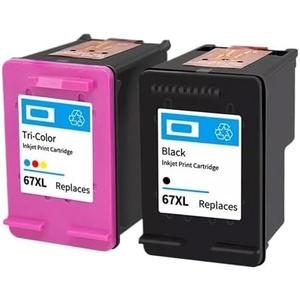 67XL Ink Cartridge Compatible with 67 Compatible with Pro 6400 Series Deskjet 1200 Printer(1BK and 1COLOR)