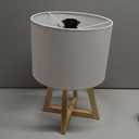 Simple Designs LT1069-NWH Interlocked Triangular Natural Wood Table Lamp with White Fabric Shade