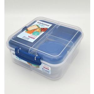 Sistema To Go Collection Bento Box Cube Plastic Lunch and Food Storage Container, 5.3 Cup, Multi-Compartment, Color Varies, BPA Free (42 oz./1.25L)