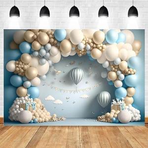 8x6ft Newborn Baby 1st Birthday Backdrop Cake Smash Party Photography Backdrops Baby Shower Portrait Balloons Arch Photo Background Photoshoot Props