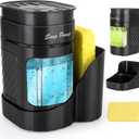 Kitchen Dish Soap Dispenser with Sponge Holder, 3-in-1 Countertop Dishwashing Soap Pump Dispenser Set for Kitchen Sink, Useful Kitchen Gadgets - Black