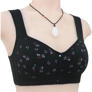 Daisy Bras for Women No Underwire Front Closure Comfort Senior Wireless Snap Closing Bra (Black)