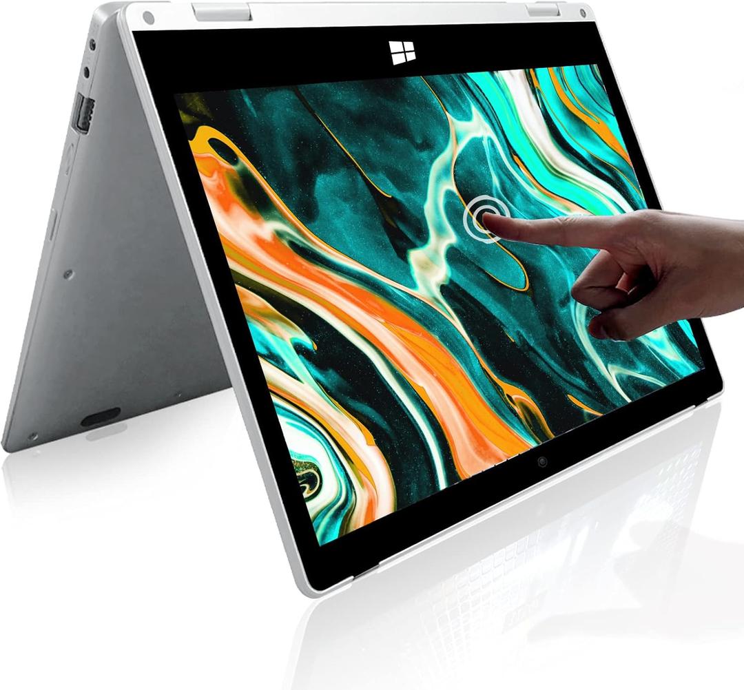 Windows Laptop, 2 in 1 with Touchscreen,11.6 inch FHD Windows 11 Laptops Computer,4GB RAM,256GB SSD Storage,360 Degree Convertible Tablet,Webcam,WiFi,Type-C,Silver