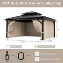 Outdoor Gazebo Curtain Replacement Universal 4-Panel Sidewalls 12' X 14',Outdoor Patio Waterproof Privacy Curtain with Double Zipper for Patio,Garden, and Backyard (Curtain Only)