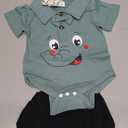 SUNNY PIGGY Toddler Boy Clothes Kid Summer Outfits Baby Button Dress Polo Shirt Romper Shorts Set 0-5T Beach Wedding Birthday Size 3-6 M